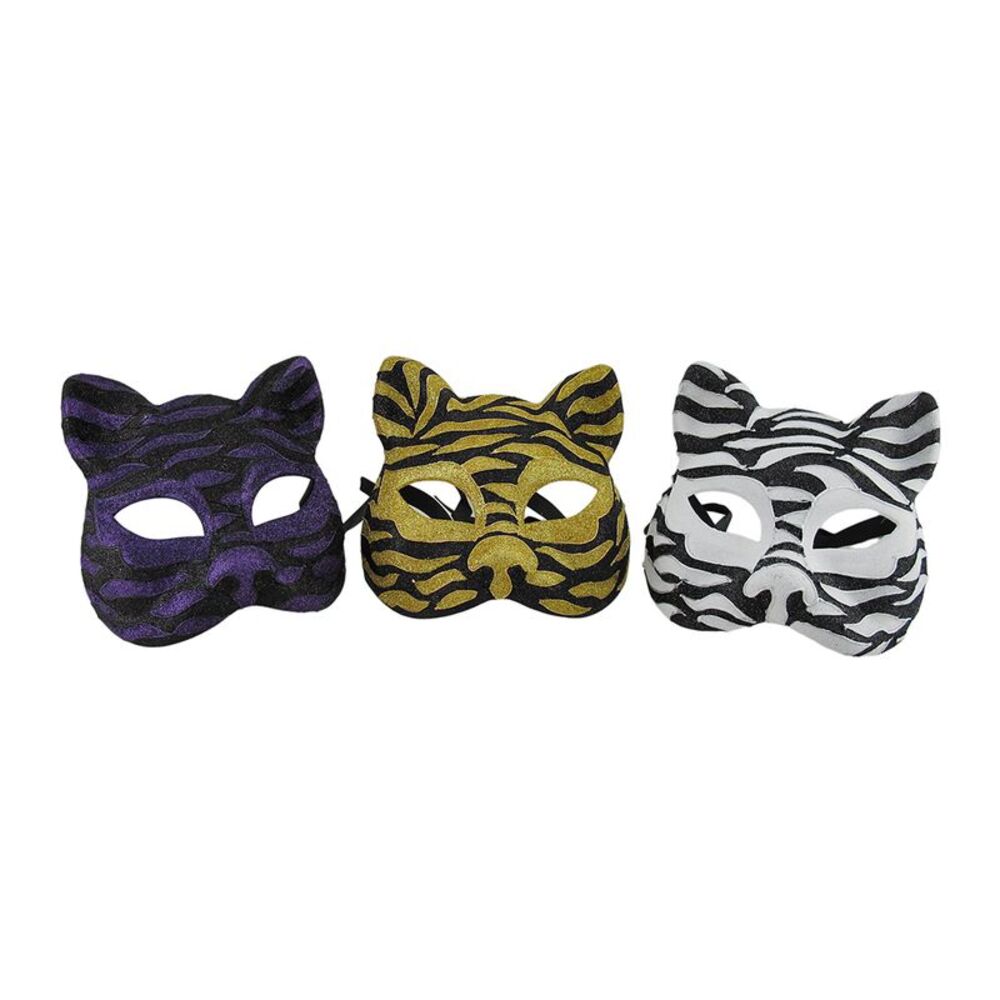 Set of 3 Sparkling Animal Stripe Gotto Carnivale Cat Masks